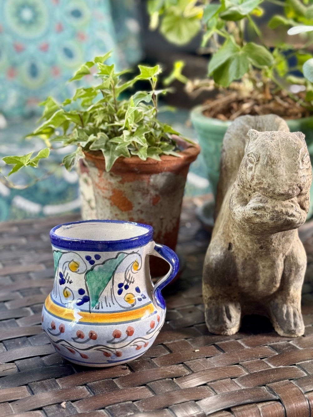 Hand-Painted Blue and Yellow TALAVERA Ceramic MUG– Santa Fe, NM